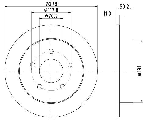 MINTEX MDC1070: Bremseskive Ø: 278mm, fuldstændigt, Ø: 278mm, uden hjulnav, uden hjullejer, uden hjulbolte