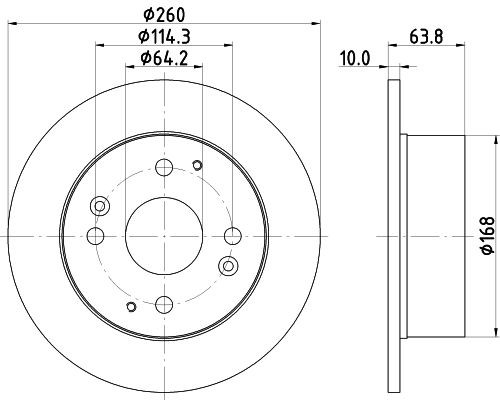 MINTEX MDC1482: Disco de freno Ø: 260mm, macizo, Ø: 260mm, sin buje de rueda, sin cojinete rueda, sin perno de sujeción de rueda