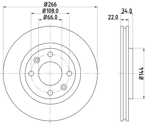MINTEX MDC1491: Bremseskive Ø: 266mm, udvendig ventileret, Ø: 266mm, uden hjulnav, uden hjullejer, uden hjulbolte