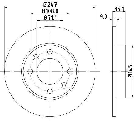 MINTEX MDC1493: Δισκόπλακα Ø: 247mm, πλήρες, Ø: 247mm, χωρίς πλήμνη, χωρίς ρουλεμάν τροχού, χωρίς μπουλόνια στερέωσης τροχού