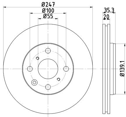 MINTEX MDC1733: Bremseskive Ø: 247mm, udvendig ventileret, Ø: 247mm, uden hjulnav, uden hjullejer, uden hjulbolte