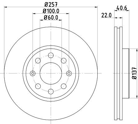 MINTEX MDC1735: Bremseskive Ø: 257mm, indvendigt ventileret, Ø: 257mm, uden hjulnav, uden hjullejer, uden hjulbolte