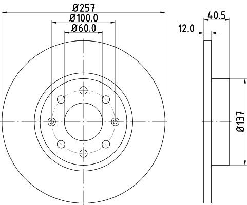 MINTEX MDC1838: Brzdový kotouč R: 257mm, plný, R: 257mm, bez náboje kola, bez ložiska (kola), bez šroubů vozidlového kola