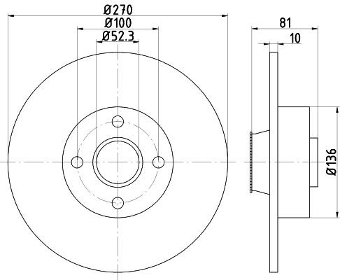 MINTEX MDC1859: Piduriketas Ø: 270mm, täis, Ø: 270mm, teljemutriga, koos integreeritud magnetilise anduriga, koos rattalaagriga, ilma rattakinnituspoltideta, koos rattakeskmega