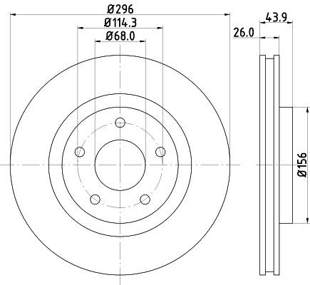 MINTEX MDC1905: Disco freno Ø: 296mm, ventilazione interna, Ø: 296mm, senza mozzo portaruota, senza cuscinetto ruota, senza bullone fissaggio ruota