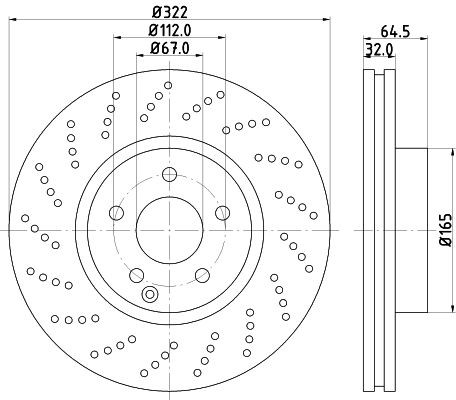 MINTEX MDC2053: Piduriketas Ø: 322mm, sisemine õhutus, perforeeritud, Ø: 322mm, ilma rattakeskmeta, ilma rattalaagrita, ilma rattakinnituspoltideta