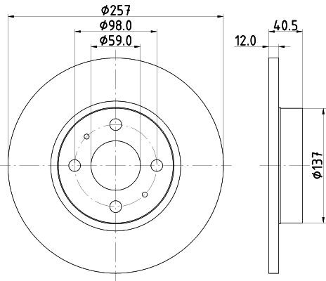 MINTEX MDC2333: Bremžu diski Ø: 257mm, pilnīgi, Ø: 257mm, bez riteņa rumbas, bez riteņa rumbas gultņa, bez riteņu stiprināšanas skrūvēm