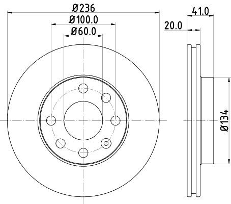 MINTEX MDC322: Δισκόπλακα Ø: 236mm, εσωτερικά αεριζόμενο, Ø: 236mm, χωρίς πλήμνη, χωρίς ρουλεμάν τροχού, χωρίς μπουλόνια στερέωσης τροχού