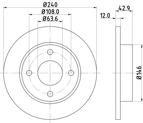 MINTEX MDC844: Piduriketas Ø: 240mm, täis, Ø: 240mm, ilma rattakeskmeta, ilma rattalaagrita, ilma rattakinnituspoltideta