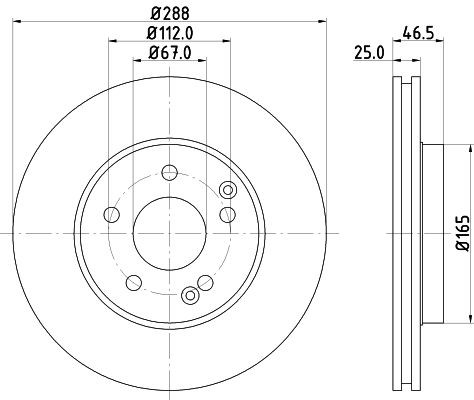 MINTEX MDC852 Bremsscheibe Ø: 288mm, innenbelüftet, Ø: 288mm, ohne Radnabe, ohne Radlager, ohne Radbefestigungsbolzen