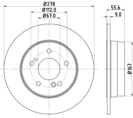 MINTEX MDC855: Brzdový kotouč R: 278mm, plný, R: 278mm, bez náboje kola, bez ložiska (kola), bez šroubů vozidlového kola