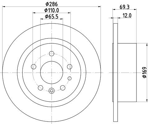 MINTEX MDC867: Brzdový kotouč R: 286mm, plný, R: 286mm, bez náboje kola, bez ložiska (kola), bez šroubů vozidlového kola