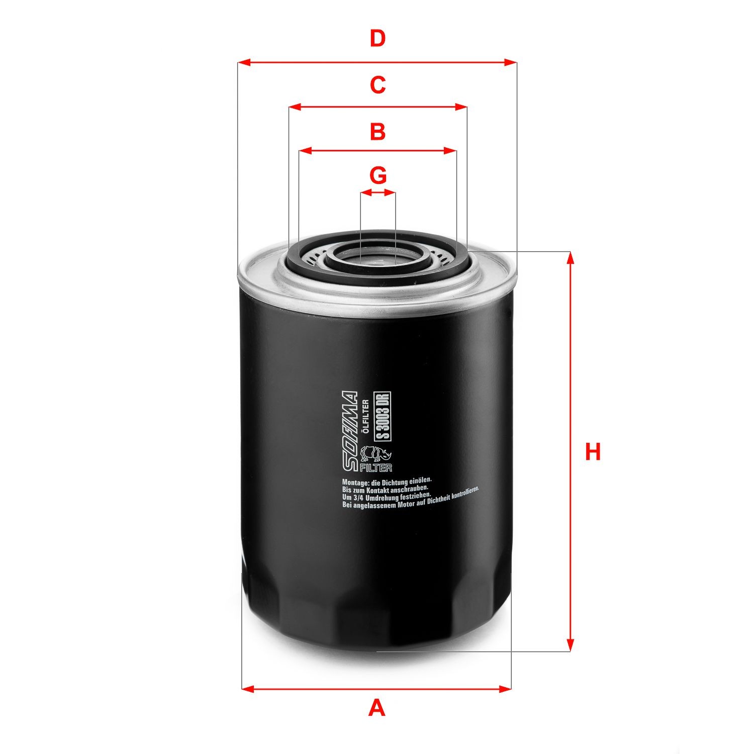 SOFIMA S 3003 DR: Oljefilter med en backsperrventil