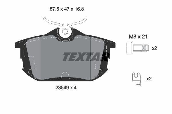 TEXTAR 2354901: Fékbetét készlet, tárcsafék Q+ féknyereg csavarokkal