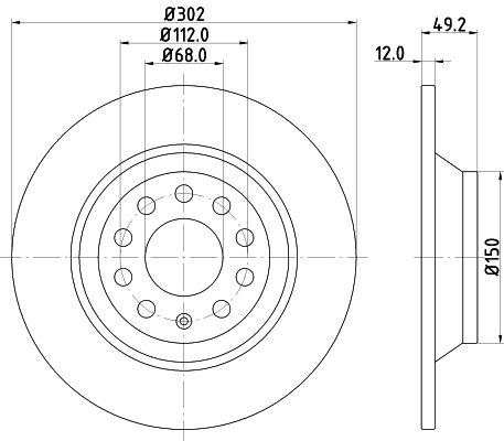 MINTEX MDC1744: Disco de freno Ø: 302mm, macizo, Ø: 302mm, sin buje de rueda, sin cojinete rueda, sin perno de sujeción de rueda