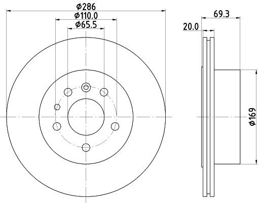 MINTEX MDC1747: Disco de freno Ø: 286mm, ventilación externa, Ø: 286mm, sin buje de rueda, sin cojinete rueda, sin perno de sujeción de rueda