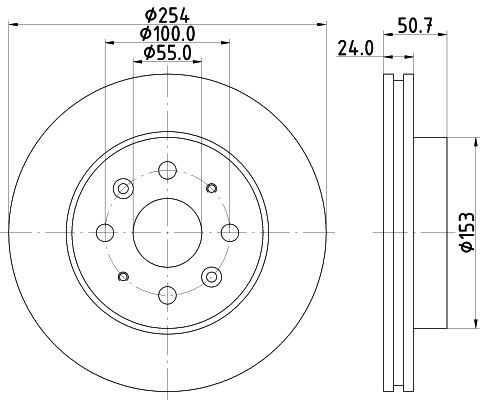 MINTEX MDC1749: Féktárcsa Ø: 254mm, belső hűtésű, Ø: 254mm, kerékagy nélkül, kerékcsapágy nélkül, kerékrögzítő csavar nélkül