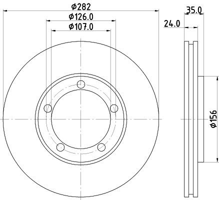 MINTEX MDC1126: Bremseskive Ø: 282mm, indvendigt ventileret, Ø: 282mm, uden hjulnav, uden hjulbolte
