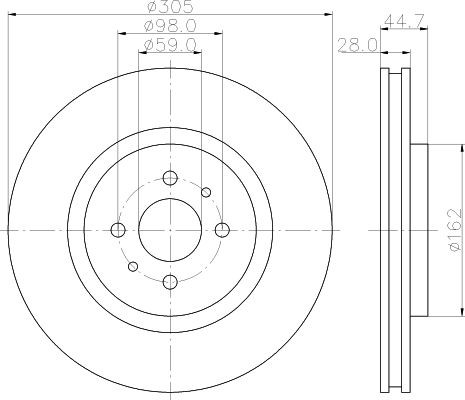 MINTEX MDC1357: Disque de frein Ø: 305mm, ventilé de l'intérieur, Ø: 305mm, sans moyeu de roue, sans roulement de roue, sans boulon de fix° de roue
