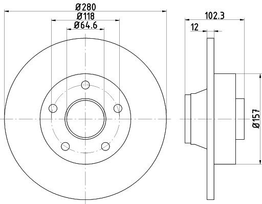 MINTEX MDC1609: Piduriketas Ø: 280mm, täis, Ø: 280mm, koos rattakeskmega, ilma rattalaagrita, ilma rattakinnituspoltideta