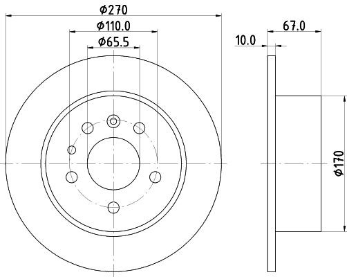 MINTEX MDC398: Stabdžių diskas Ø: 270mm, visiškai, Ø: 270mm, be rato stebulės, be rato guolio, be rato tvirtinimo smeigių