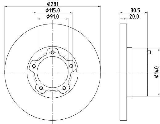 MINTEX MDC750: Piduriketas Ø: 281mm, täis, Ø: 281mm, ilma rattakeskmeta, ilma rattalaagrita, koos rattakinnituspoltidega