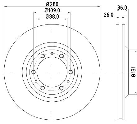 MINTEX MDC987: Piduriketas Ø: 280mm, sisemine õhutus, Ø: 280mm, ilma rattakeskmeta, ilma rattalaagrita, ilma rattakinnituspoltideta