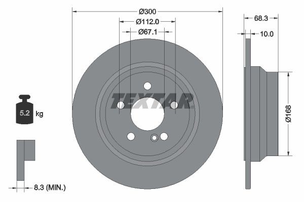 TEXTAR 92115405: Piduriketas Ø: 300mm, täis, Ø: 300mm, kaetud, ilma rattakeskmeta, ilma rattalaagrita, ilma rattakinnituspoltideta PRO+