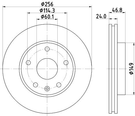 MINTEX MDC1398: Bremseskive Ø: 256mm, indvendigt ventileret, Ø: 256mm, uden hjulnav, uden hjullejer, uden hjulbolte