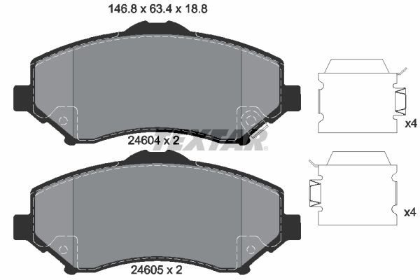 TEXTAR 2460401: Klocki hamulcowe Q+ z dodatkami