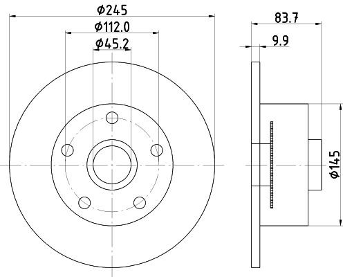MINTEX MDC2000: Piduriketas Ø: 245mm, täis, Ø: 245mm, koos rattakeskmega, ilma rattalaagrita, ilma rattakinnituspoltideta, koos ABS-andurirõngaga