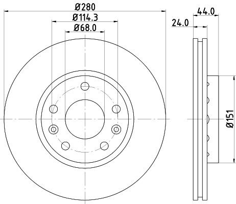 MINTEX MDC2195: Bremžu diski Ø: 280mm, ar ārējo ventilāciju, Ø: 280mm, bez riteņa rumbas, bez riteņa rumbas gultņa, bez riteņu stiprināšanas skrūvēm