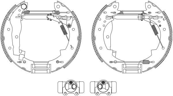 TEXTAR 84033800: Zestaw do hamulców, hamulce bębnowe z cylinderkiem hamulcowym, z elementem nastawczym Shoe Kit Pro
