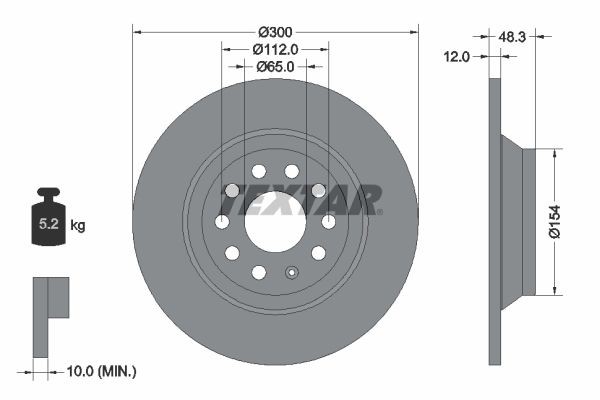 TEXTAR 92255403: Piduriketas Ø: 300mm, täis, Ø: 300mm, kaetud, ilma rattakeskmeta, ilma rattalaagrita, ilma rattakinnituspoltideta PRO