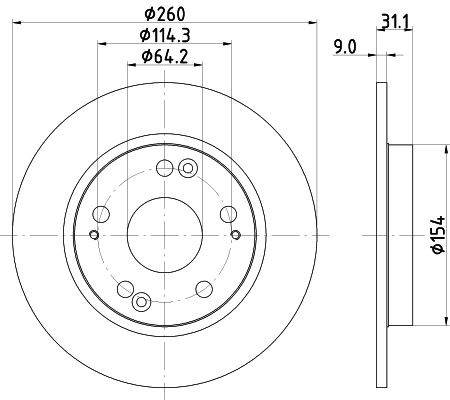 MINTEX MDC2332: Disco de freno Ø: 260mm, macizo, Ø: 260mm, sin buje de rueda, sin cojinete rueda, sin perno de sujeción de rueda