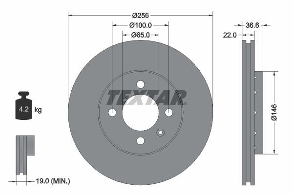 TEXTAR 92239403: Piduriketas Ø: 256mm, välisõhutus, Ø: 256mm, kaetud, ilma rattakeskmeta, ilma rattalaagrita, ilma rattakinnituspoltideta PRO