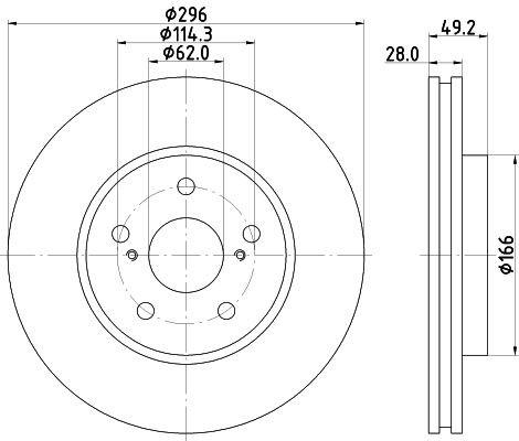 MINTEX MDC1564: Bromsskiva Ø: 296mm, ventilerad invändigt, Ø: 296mm, utan hjulvnav, utan hjullager, utan hjulbultar