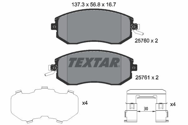 TEXTAR 2576001: Juego de pastillas de freno con accesorios