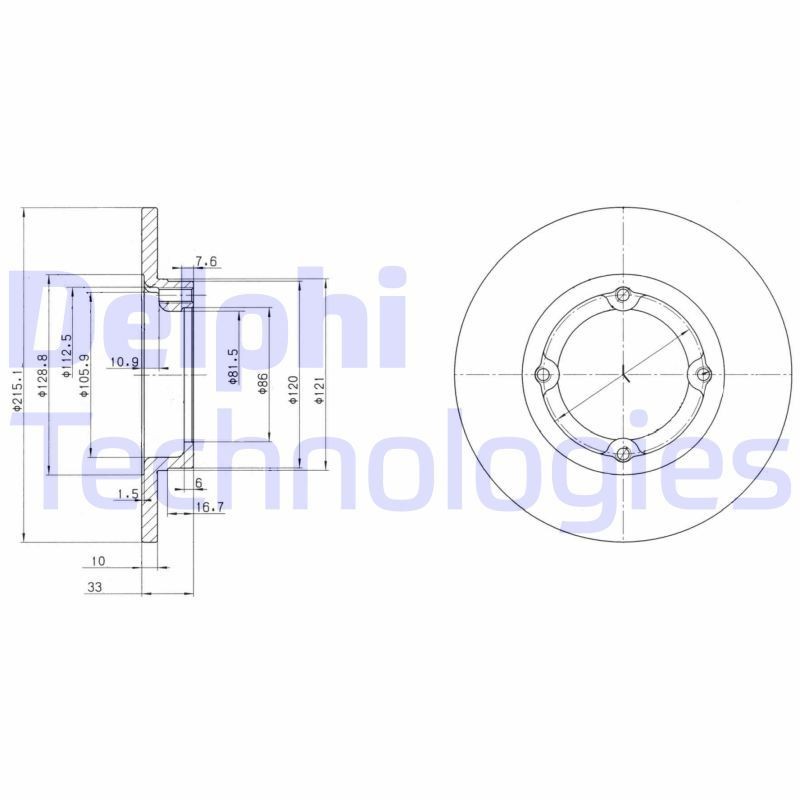 DELPHI BG2400: Piduriketas Ø: 215mm, täis, Ø: 215mm, õlitatud