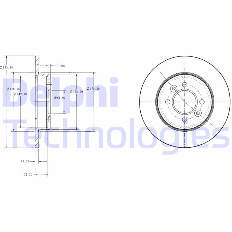 DELPHI BG2694: Piduriketas Ø: 265mm, täis, Ø: 265mm, õlitatud