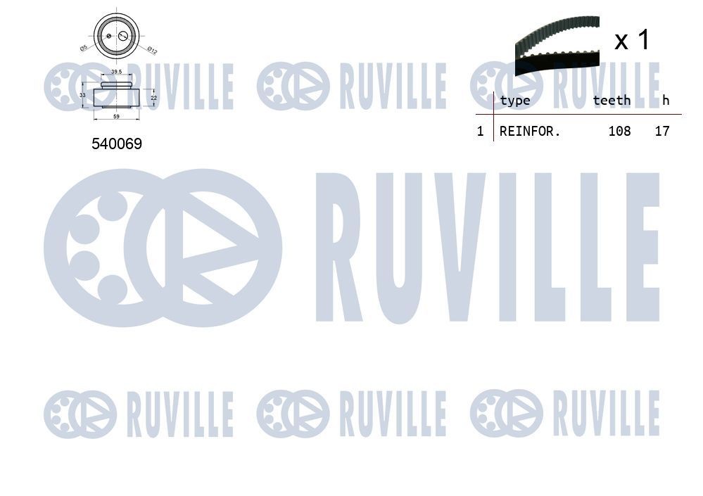 RUVILLE 5690170: Jogo de correias dentadas Número de dentes 1: 163