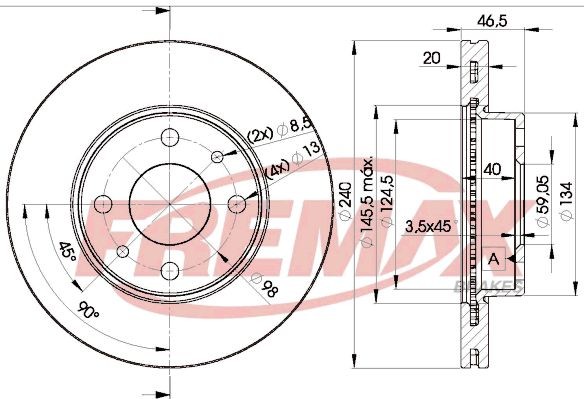 FREMAX BD-0178: Piduriketas Ø: 240mm, õhutusega, Ø: 240mm, Premium Black Carbon +