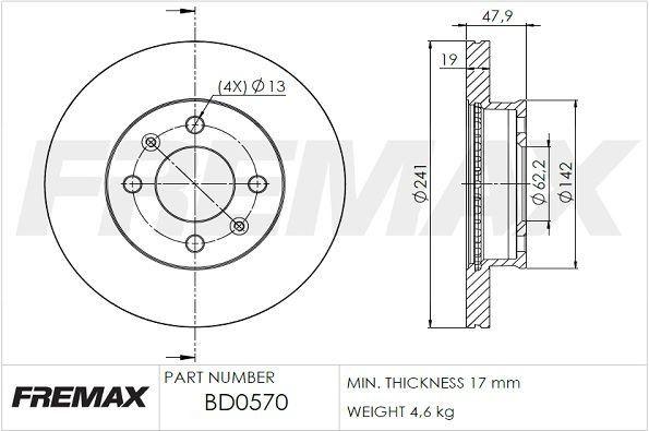 FREMAX BD-0570: Bremseskive Ø: 241mm, ventileret, Ø: 241mm, coatet, Premium Black Carbon +