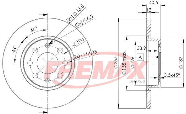 FREMAX BD-0918: Bremseskive Ø: 257mm, fuldstændigt, Ø: 257mm, coatet, delvist overfladebehandlet, Premium Black Carbon +