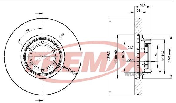 FREMAX BD-1367: Piduriketas Ø: 252mm, õhutusega, Ø: 252mm, kaetud, Premium Black Carbon +