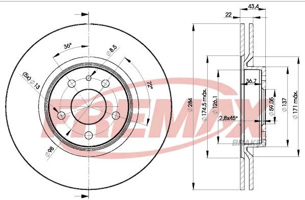 FREMAX BD-1548: Bremseskive Ø: 284mm, ventileret, Ø: 284mm, coatet, delvist overfladebehandlet, Premium Black Carbon +