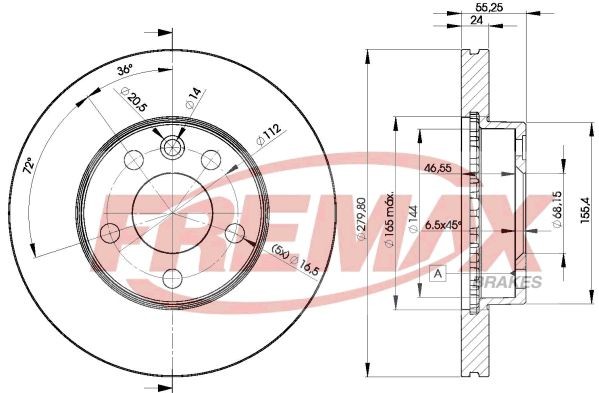 FREMAX BD-3015: Stabdžių diskas Ø: 280mm, ventiliuojama, Ø: 280mm, padengta, Premium Black Carbon +