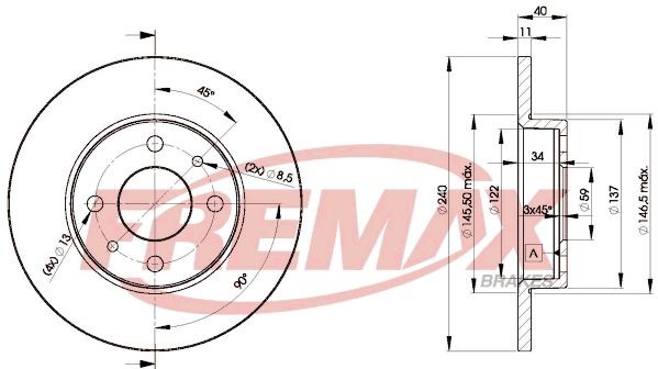 FREMAX BD-3465: Bremžu diski Ø: 240mm, pilnīgi, Ø: 240mm, pārklāts, Premium Black Carbon +