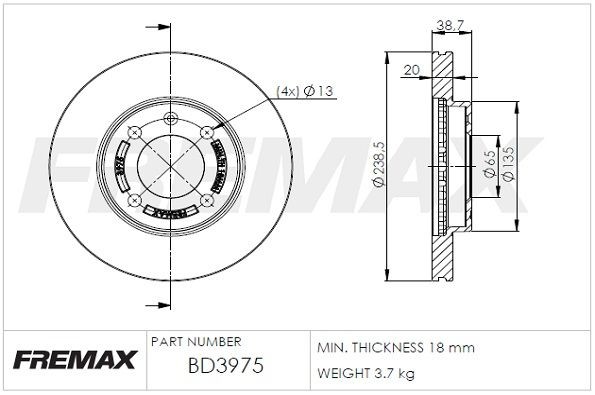 FREMAX BD-3975: Disc de frână Ř: 239mm, ventilat, Ř: 239mm, acoperit (cu un strat protector), Premium Black Carbon +