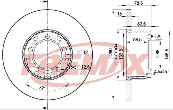 FREMAX BD-4280: Piduriketas Ø: 280mm, täis, Ø: 280mm, Premium Black Carbon +